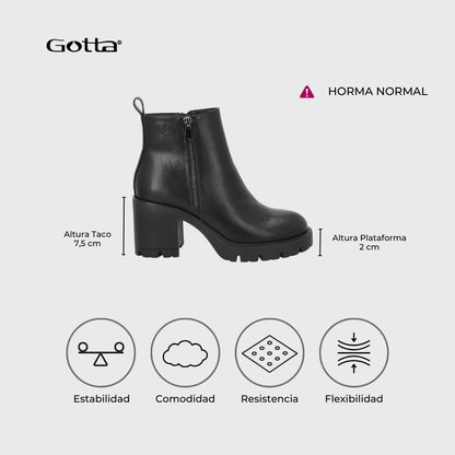 Botin Taco Negro Mujer 56061 - Gotta Chile