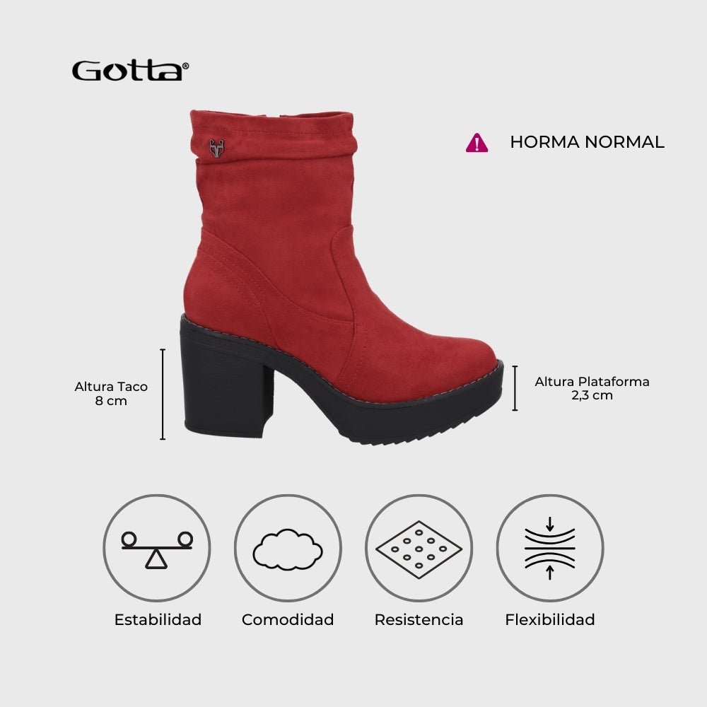 Botin Taco Rojo Mujer C7330 - Gotta Chile
