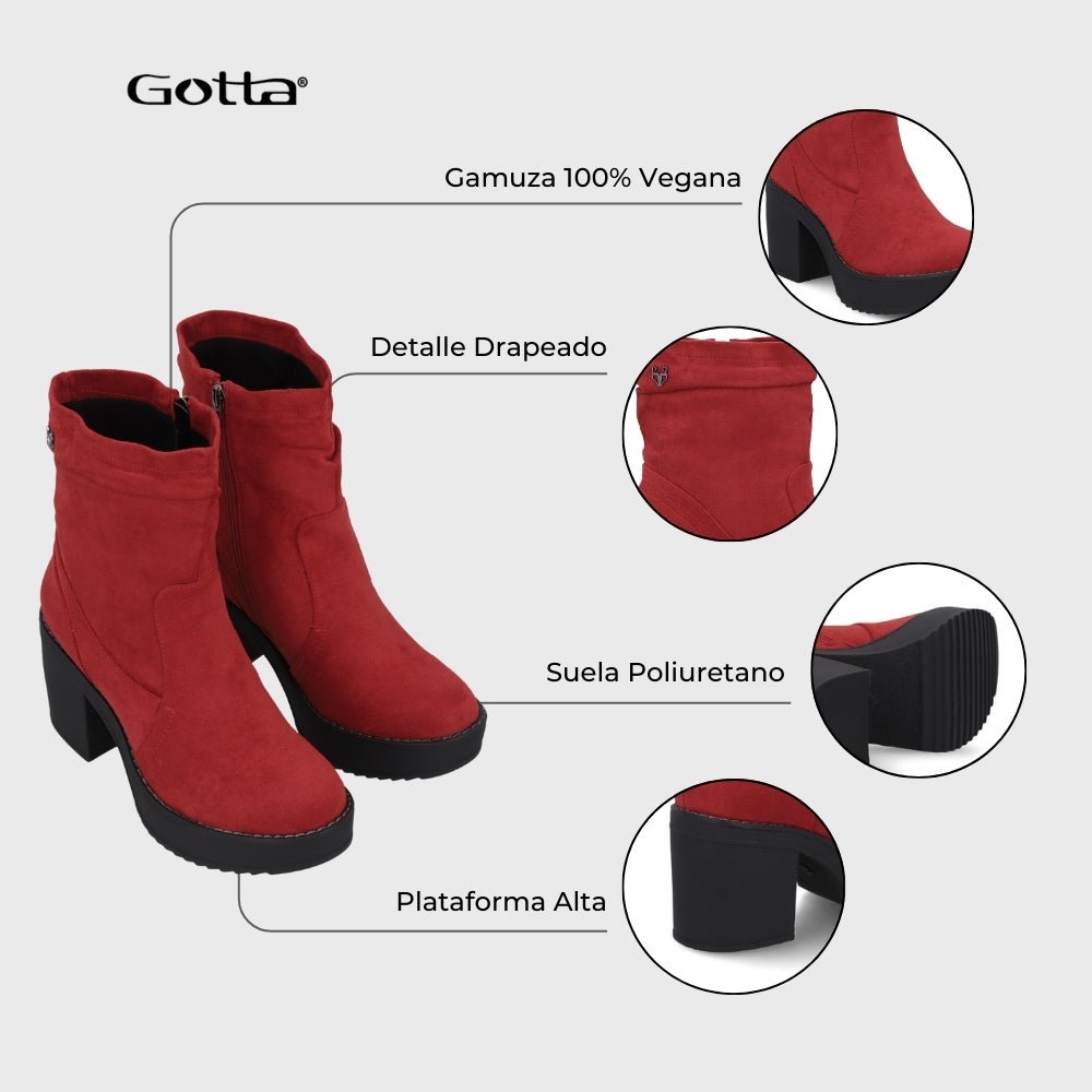 Botin Taco Rojo Mujer C7330 - Gotta Chile
