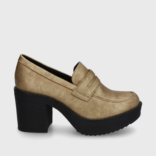 Zapato Taco Dorado Mujer 13503