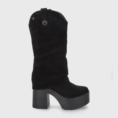 Bota Plataforma Negra Mujer 15039