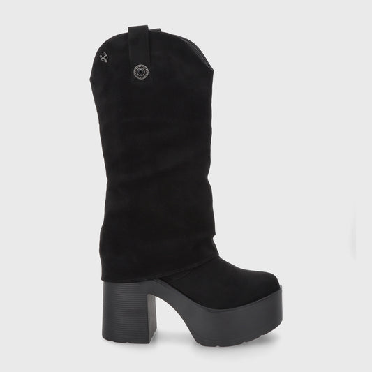 Bota Plataforma Negra Mujer 15039