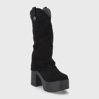 Bota Plataforma Negra Mujer 15039