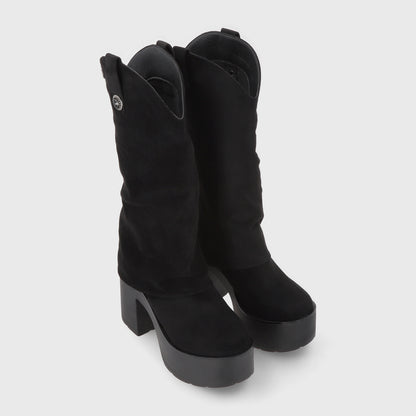Bota Plataforma Negra Mujer 15039