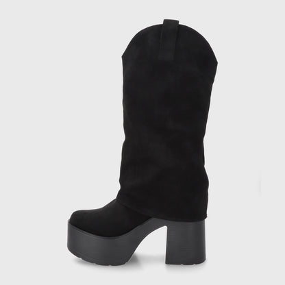 Bota Plataforma Negra Mujer 15039