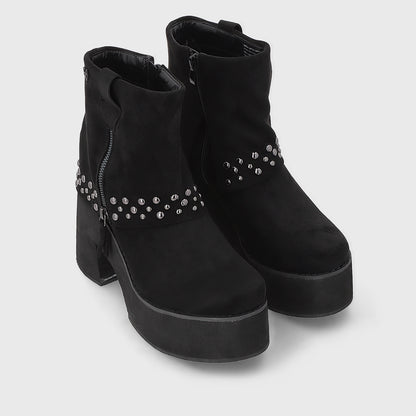 Botin Plataforma Negro Mujer 15045