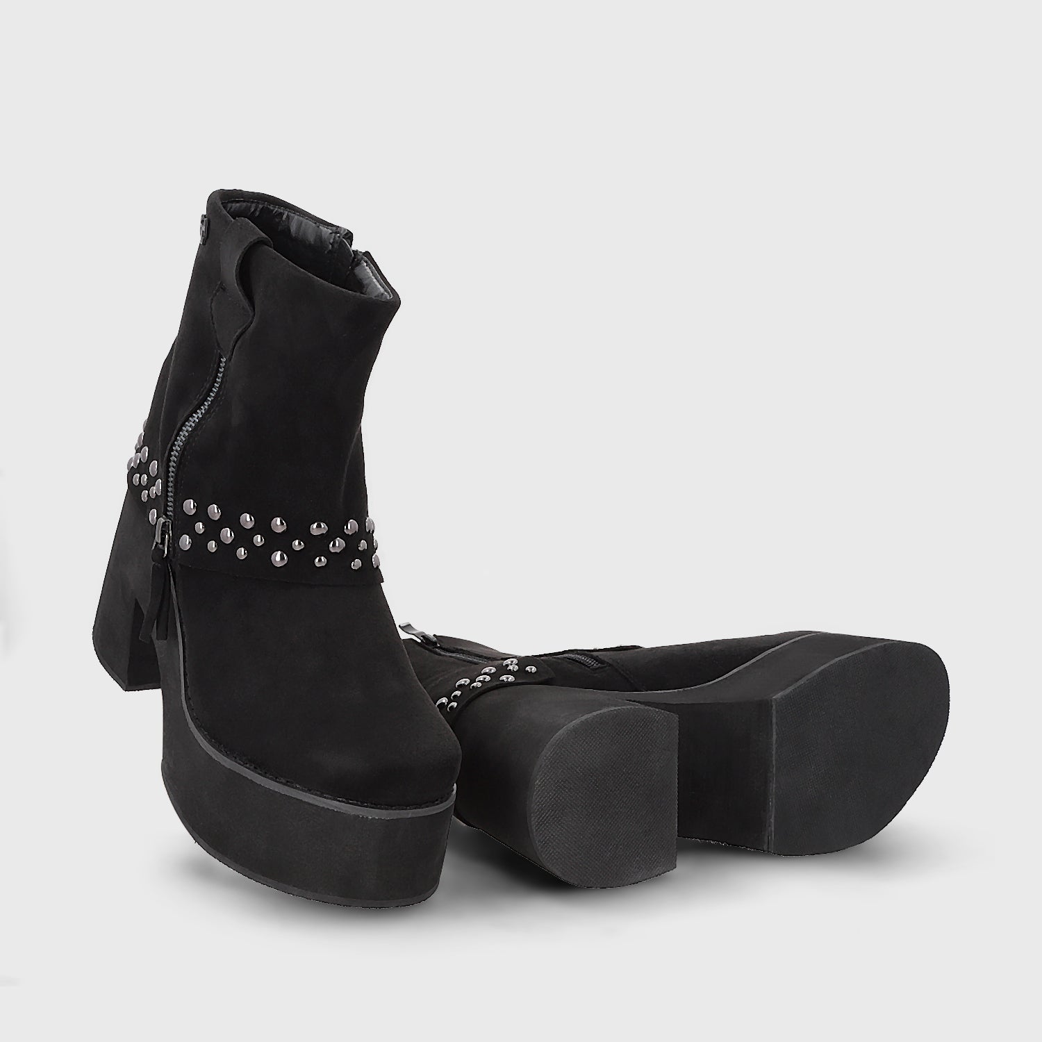Botin Plataforma Negro Mujer 15045