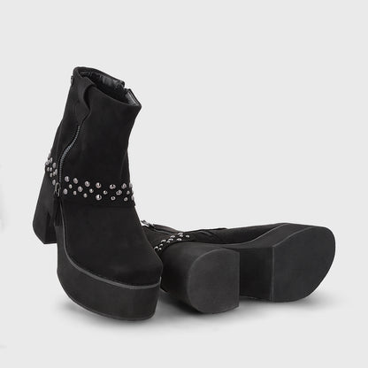 Botin Plataforma Negro Mujer 15045