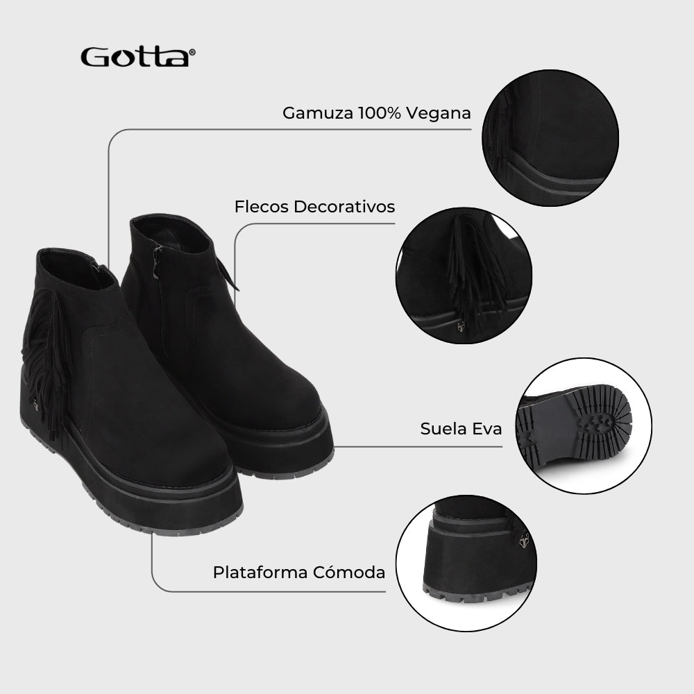 Botin Plataforma Negro Mujer 1509A