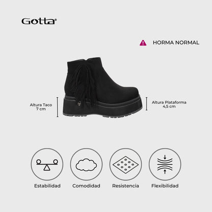 Botin Plataforma Negro Mujer 1509A
