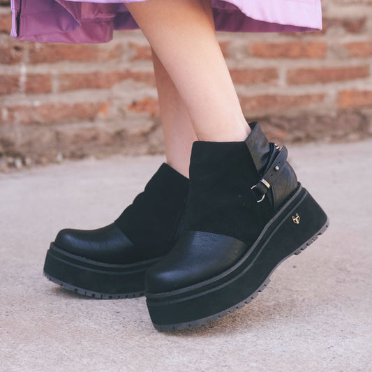 Botin Plataforma Negro Mujer 1509B