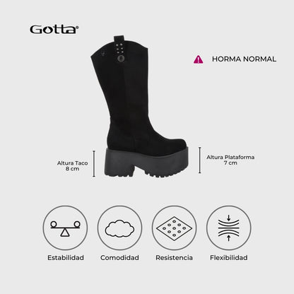Bota Plataforma Negra Mujer 15170