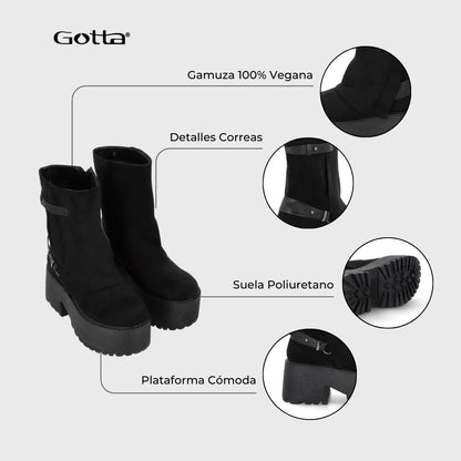 Botin Plataforma Negro Mujer 15179