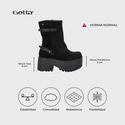 Botin Plataforma Negro Mujer 15179