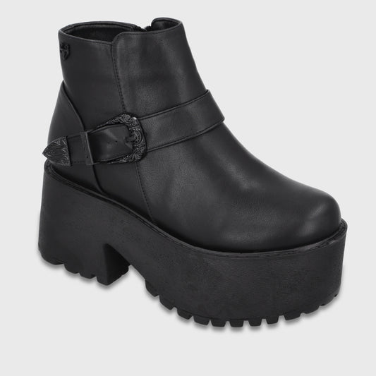 Botin Plataforma Negro Mujer 1517B01