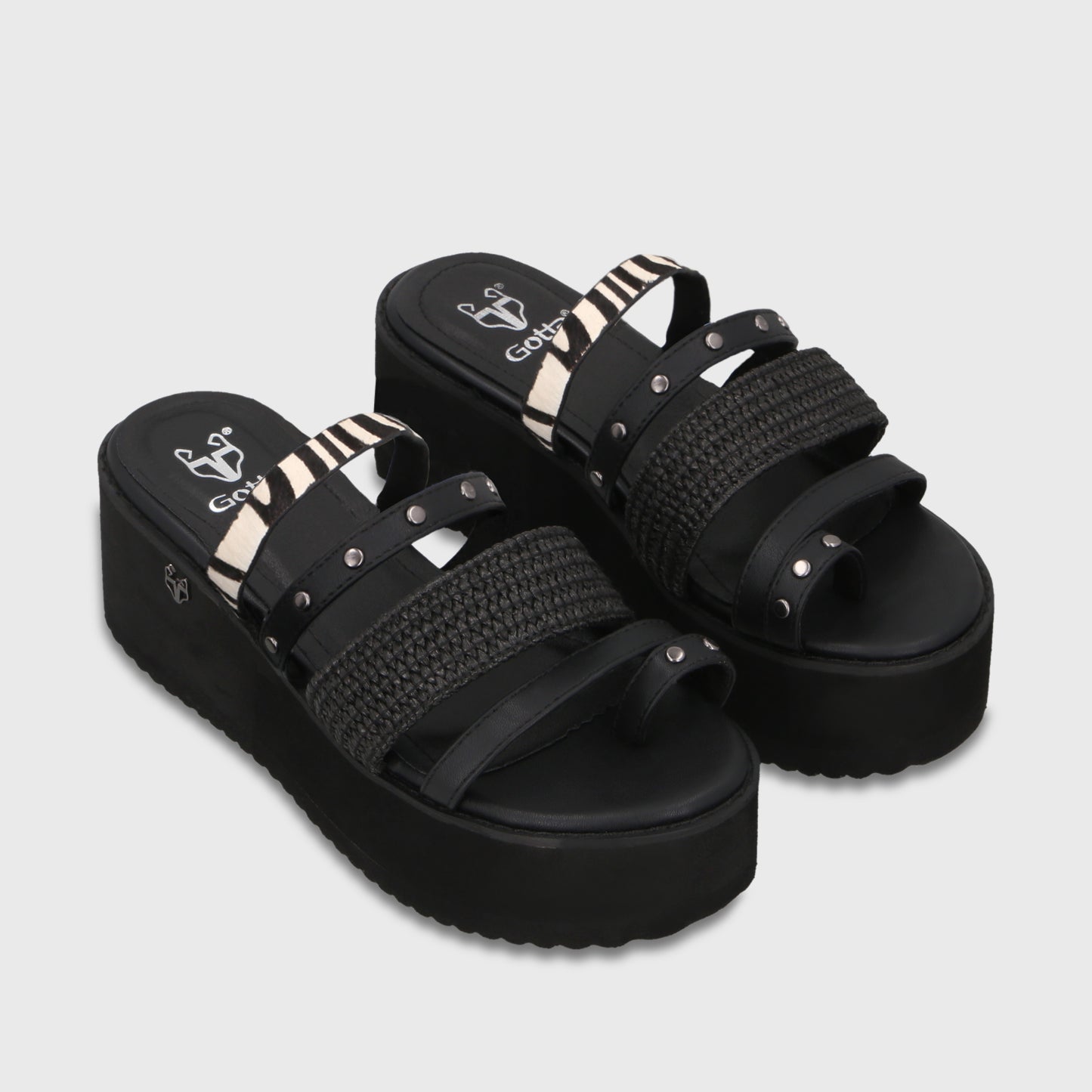 Sandalia Plataforma Negra Mujer 15617