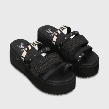 Sandalia Plataforma Negra Mujer 15617