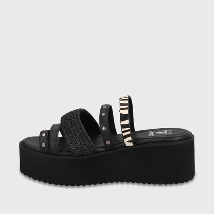 Sandalia Plataforma Negra Mujer 15617