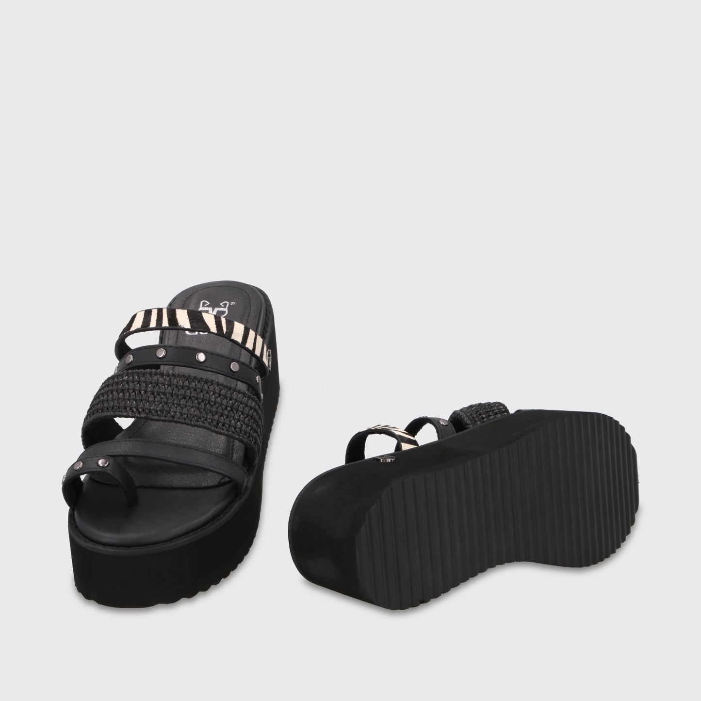 Sandalia Plataforma Negra Mujer 15617