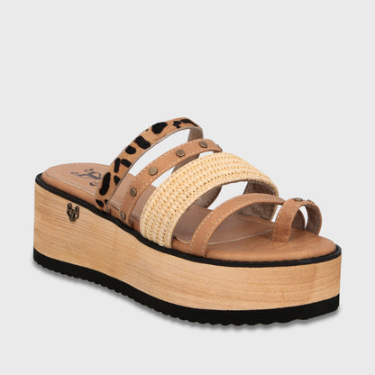 Sandalia Plataforma Beige Mujer 15617