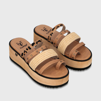 Sandalia Plataforma Beige Mujer 15617