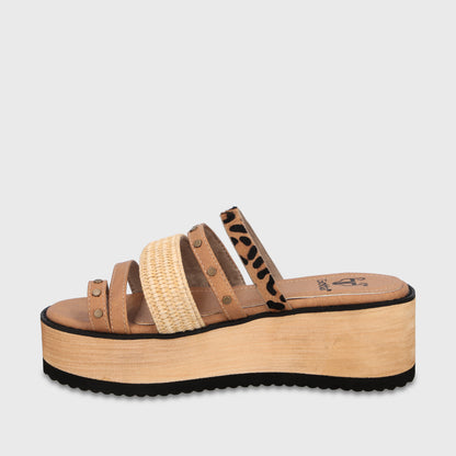 Sandalia Plataforma Beige Mujer 15617