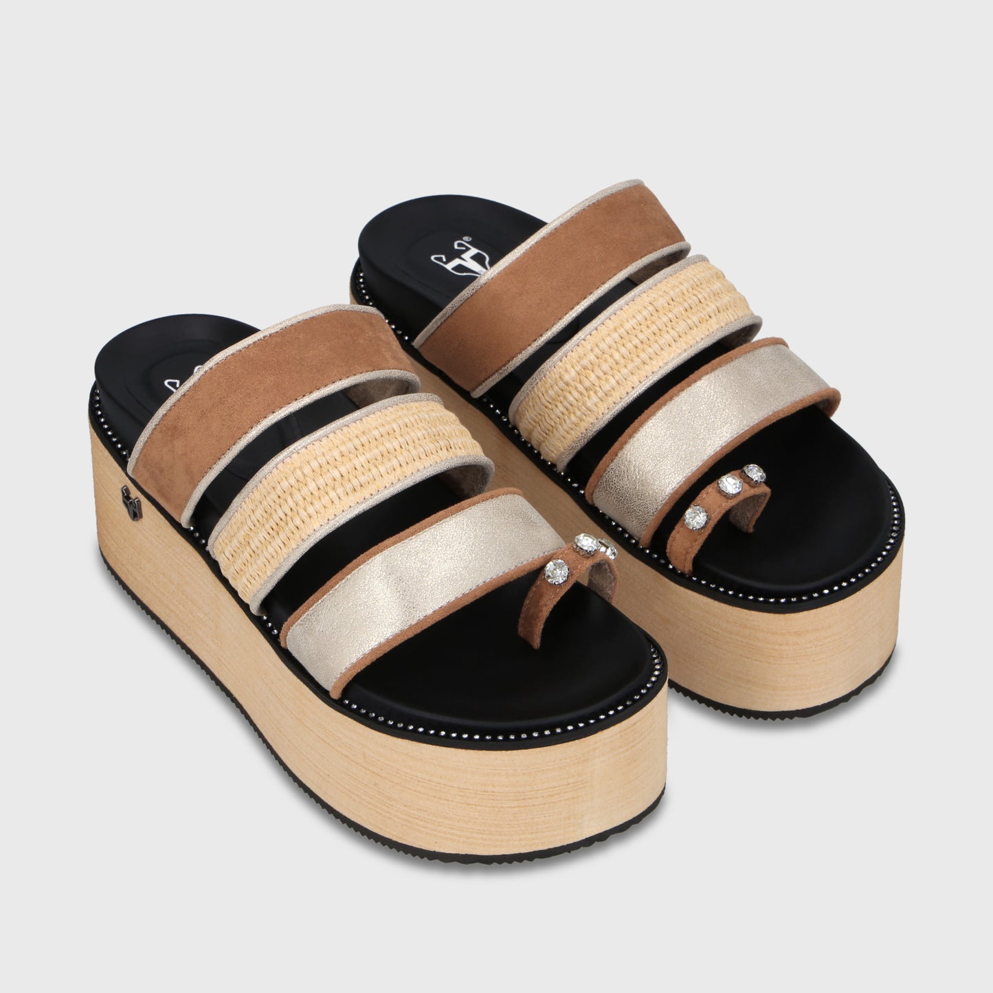 Sandalia Plataforma Beige Mujer 15662