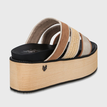 Sandalia Plataforma Beige Mujer 15662