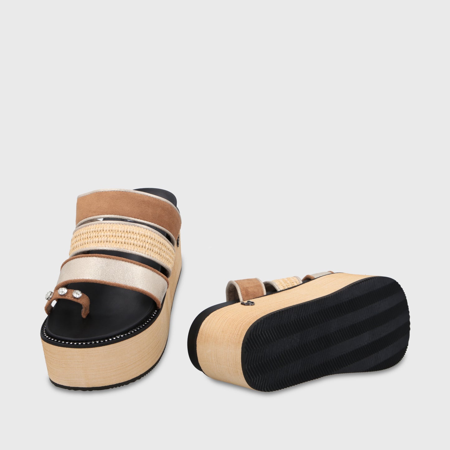 Sandalia Plataforma Beige Mujer 15662