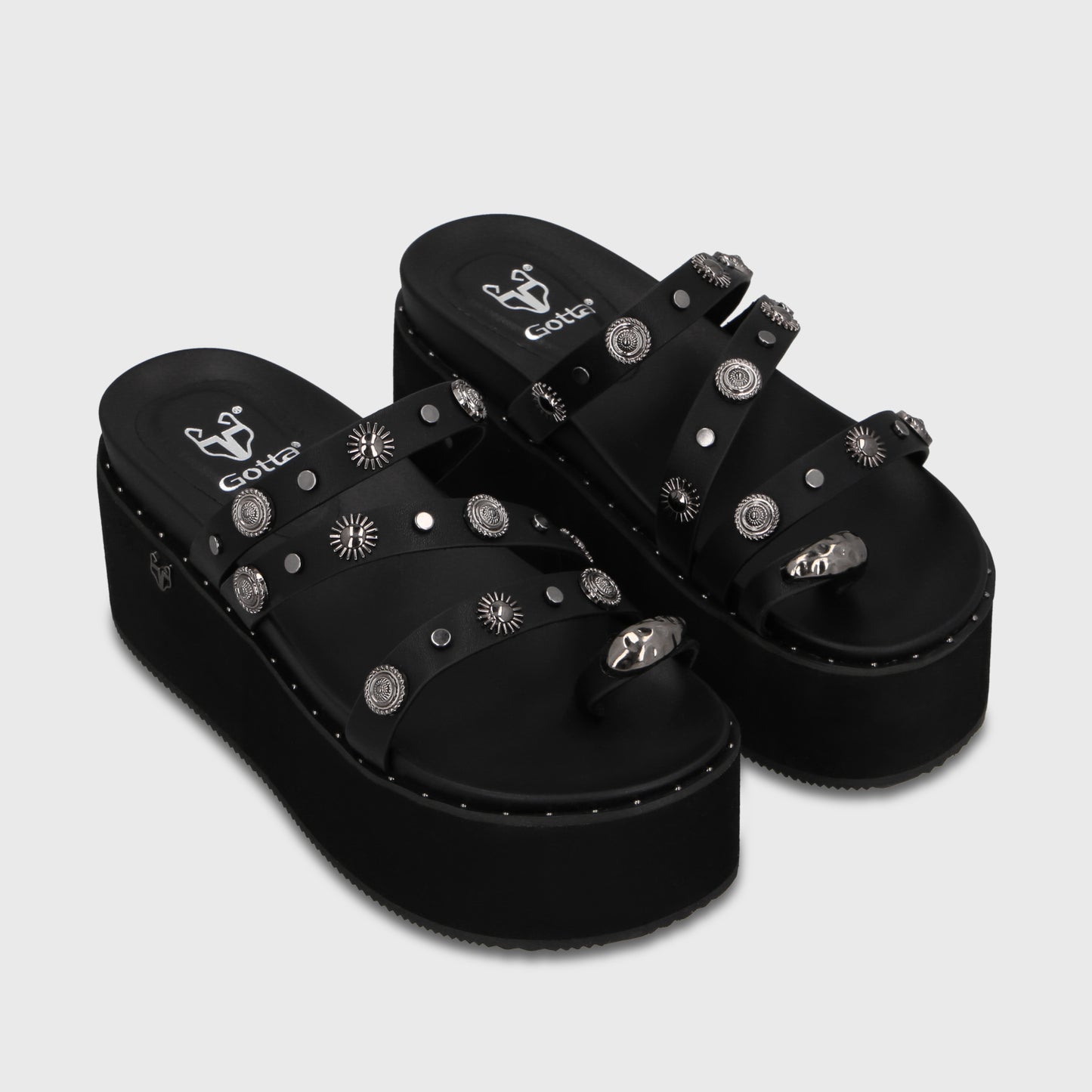 Sandalia Plataforma Negra Mujer 1566G