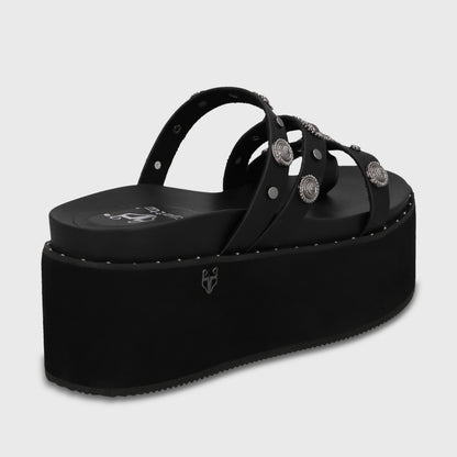 Sandalia Plataforma Negra Mujer 1566G