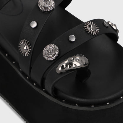 Sandalia Plataforma Negra Mujer 1566G