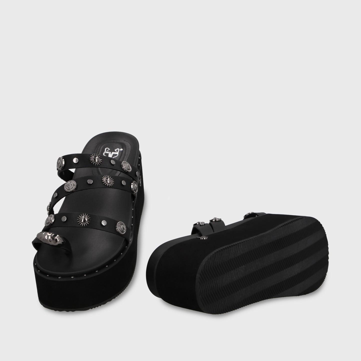 Sandalia Plataforma Negra Mujer 1566G