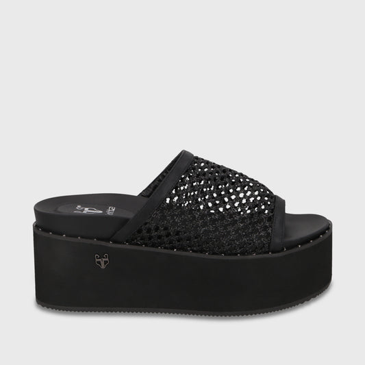 Sandalia Plataforma Negra Mujer 1566H