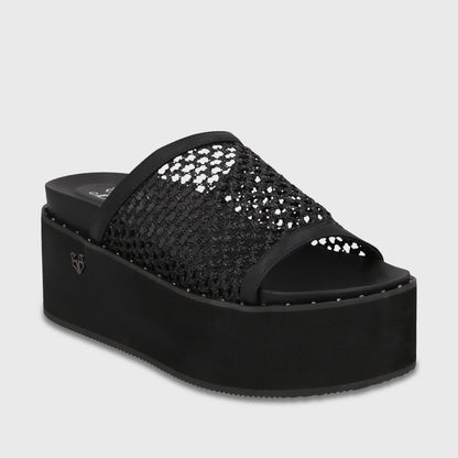 Sandalia Plataforma Negra Mujer 1566H