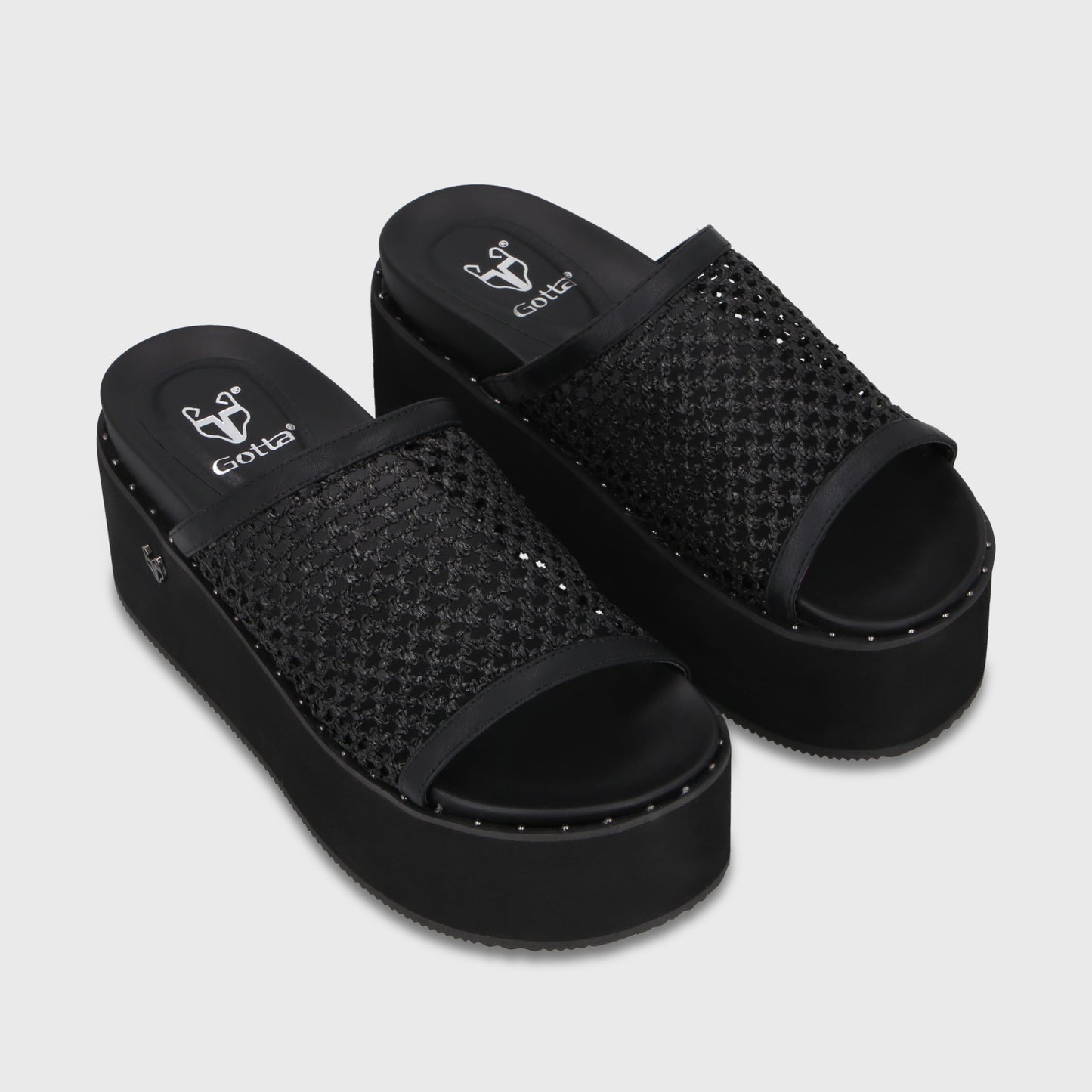 Sandalia Plataforma Negra Mujer 1566H