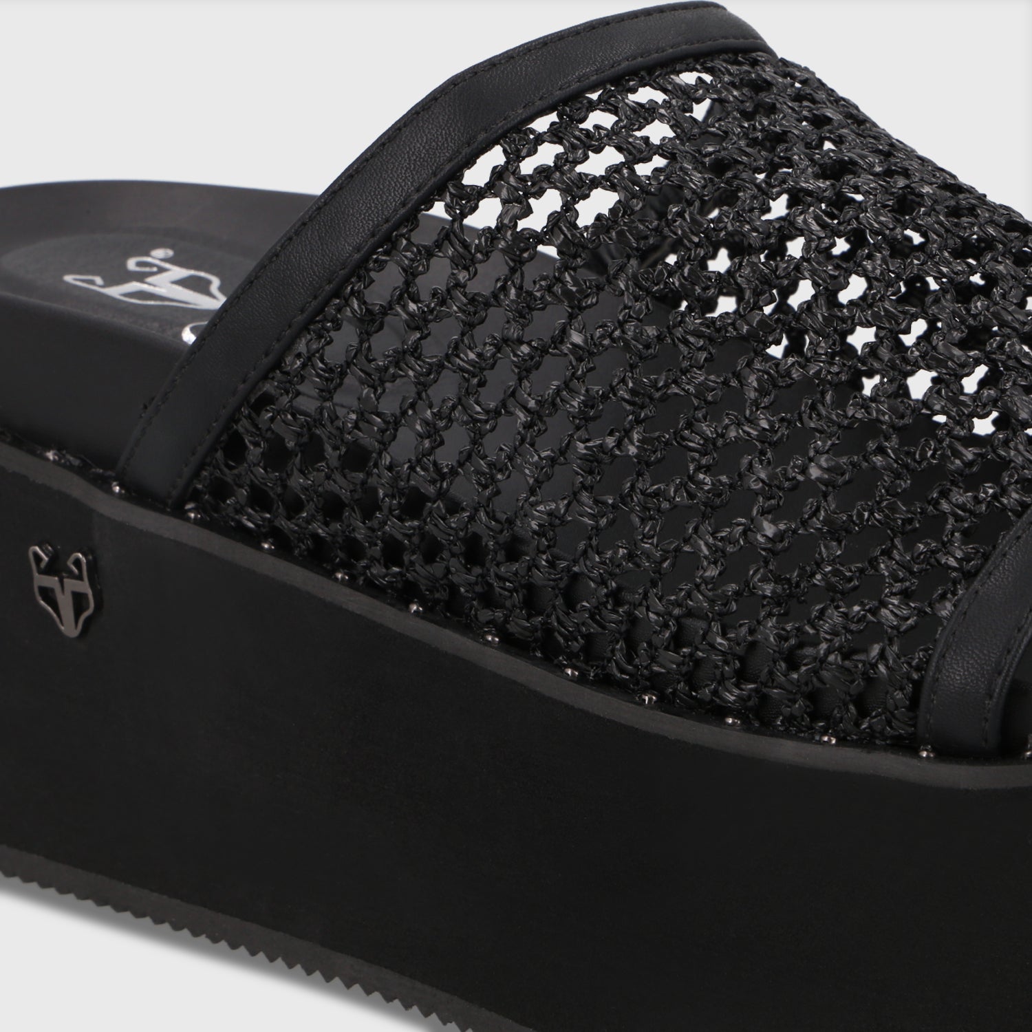 Sandalia Plataforma Negra Mujer 1566H