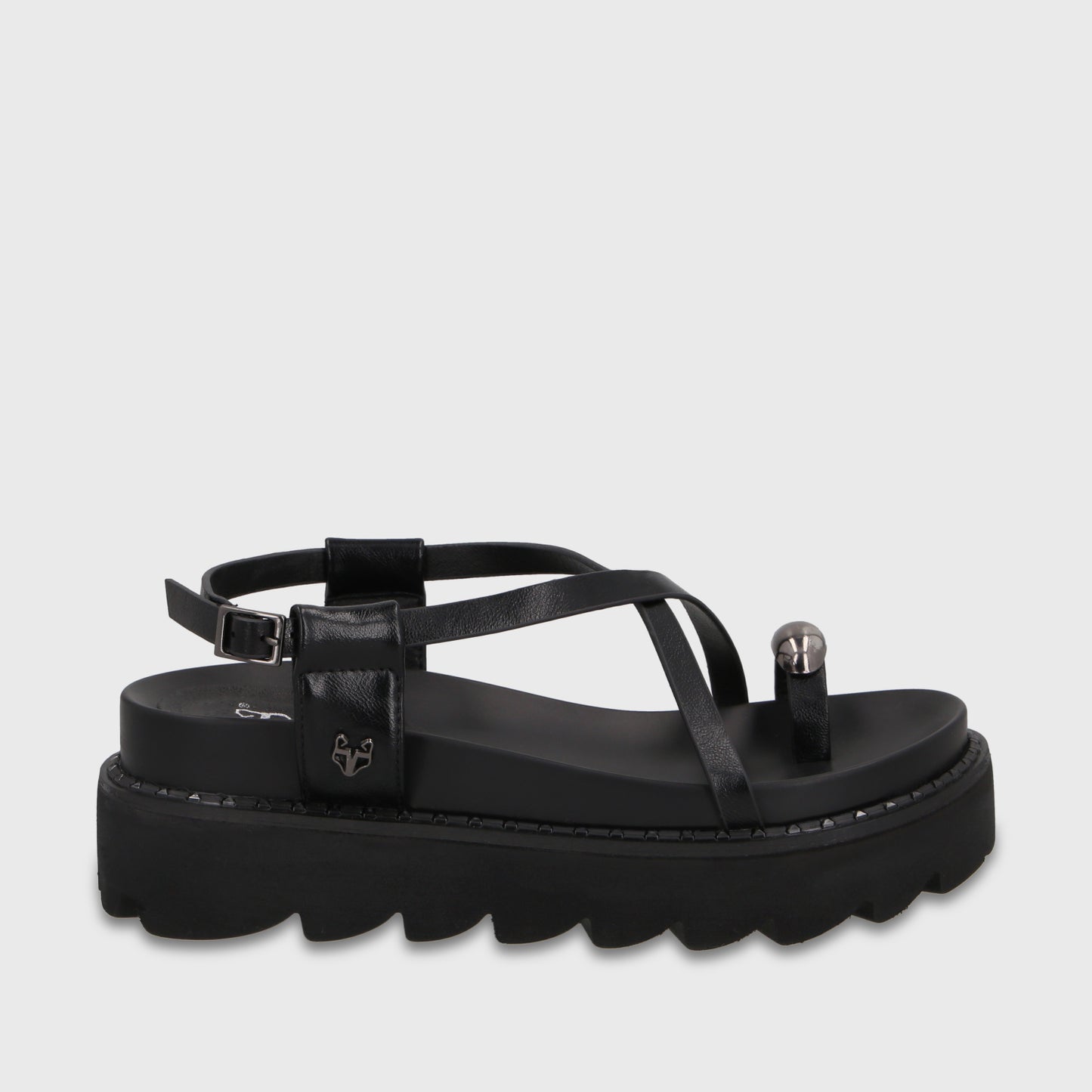 Sandalia Plataforma Negra Mujer 1573G