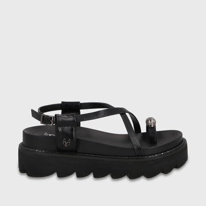 Sandalia Plataforma Negra Mujer 1573G