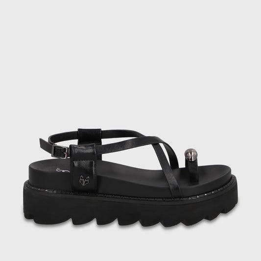 Sandalia Plataforma Negra Mujer 1573G