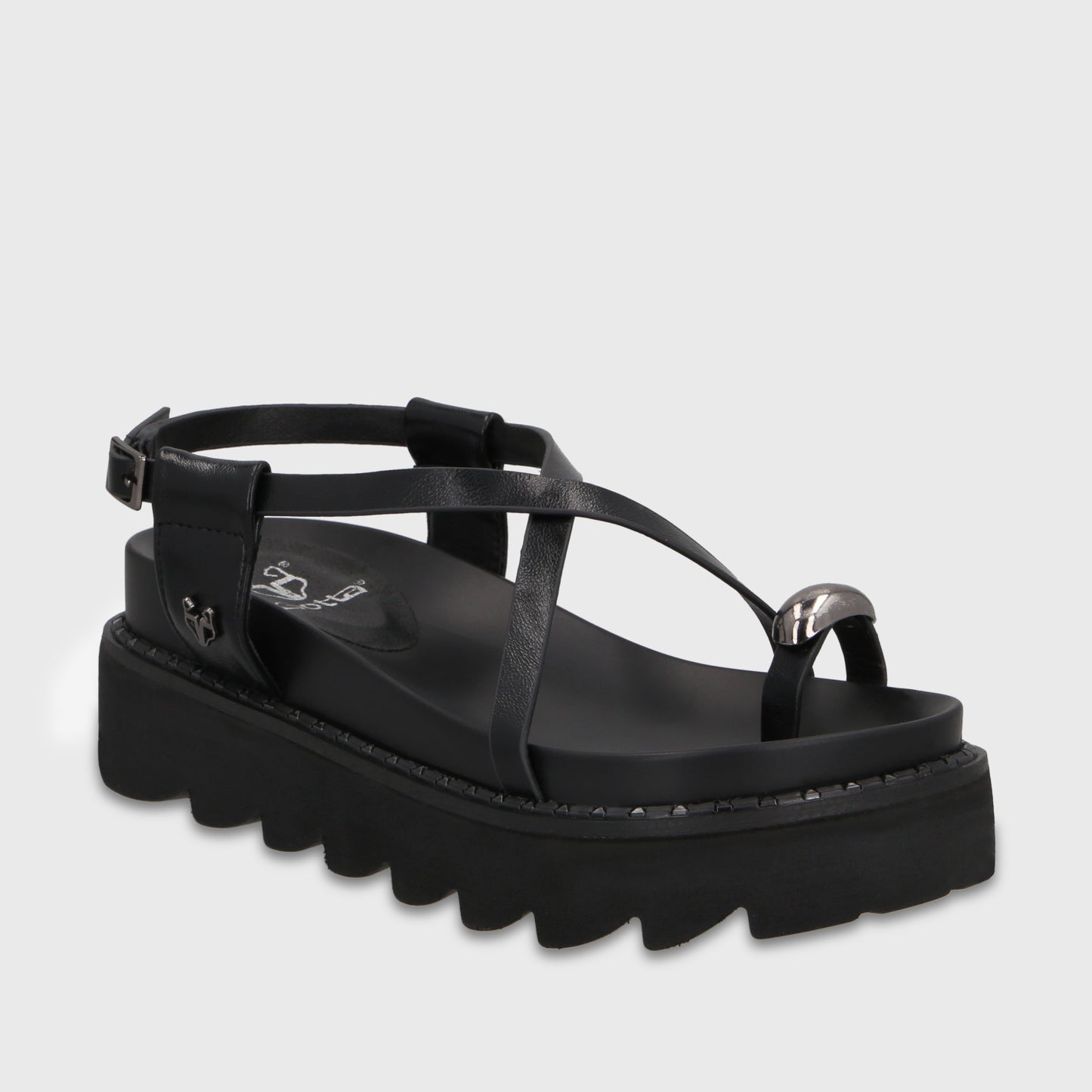 Sandalia Plataforma Negra Mujer 1573G