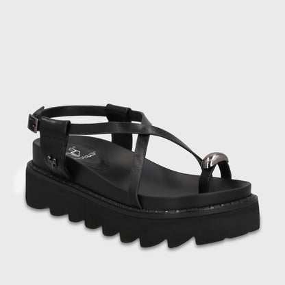 Sandalia Plataforma Negra Mujer 1573G