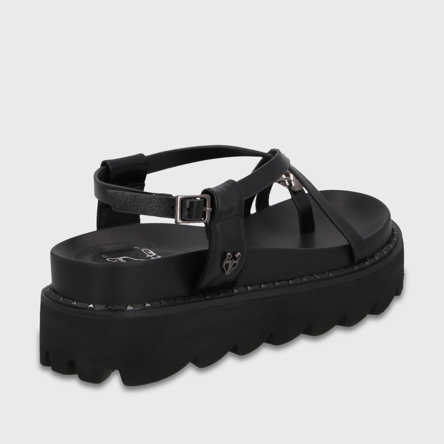 Sandalia Plataforma Negra Mujer 1573G