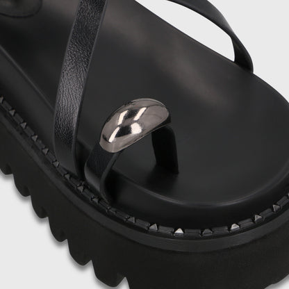 Sandalia Plataforma Negra Mujer 1573G
