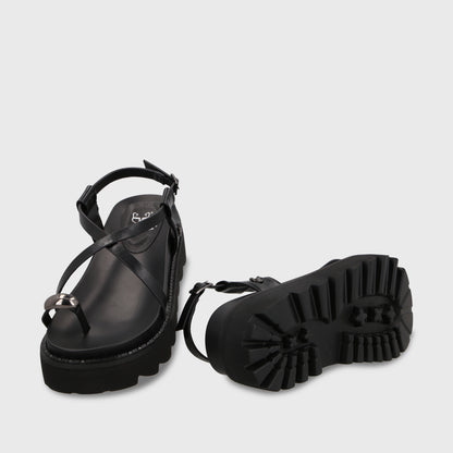 Sandalia Plataforma Negra Mujer 1573G