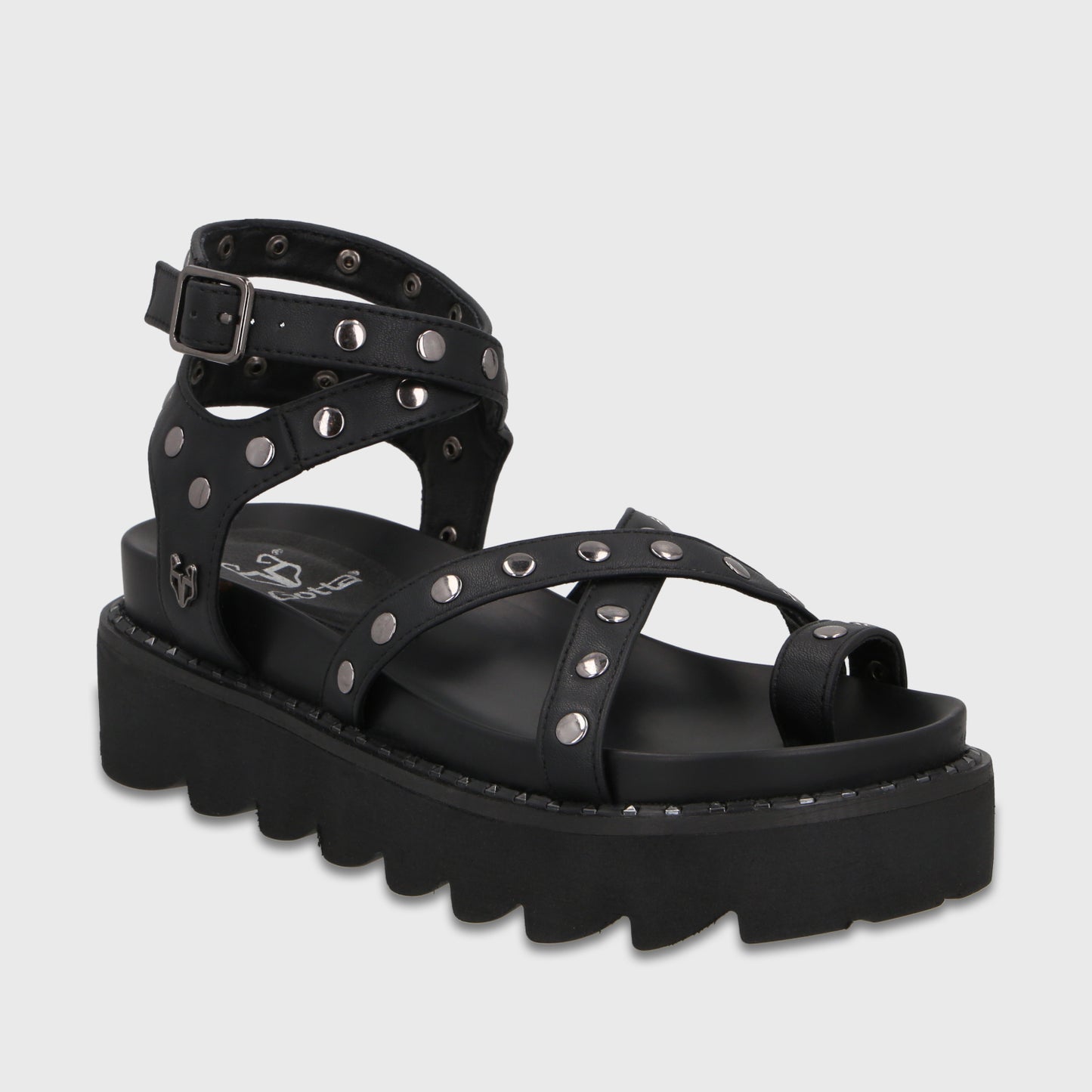 Sandalia Plataforma Negra Mujer 1573H