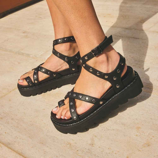 Sandalia Plataforma Negra Mujer 1573H