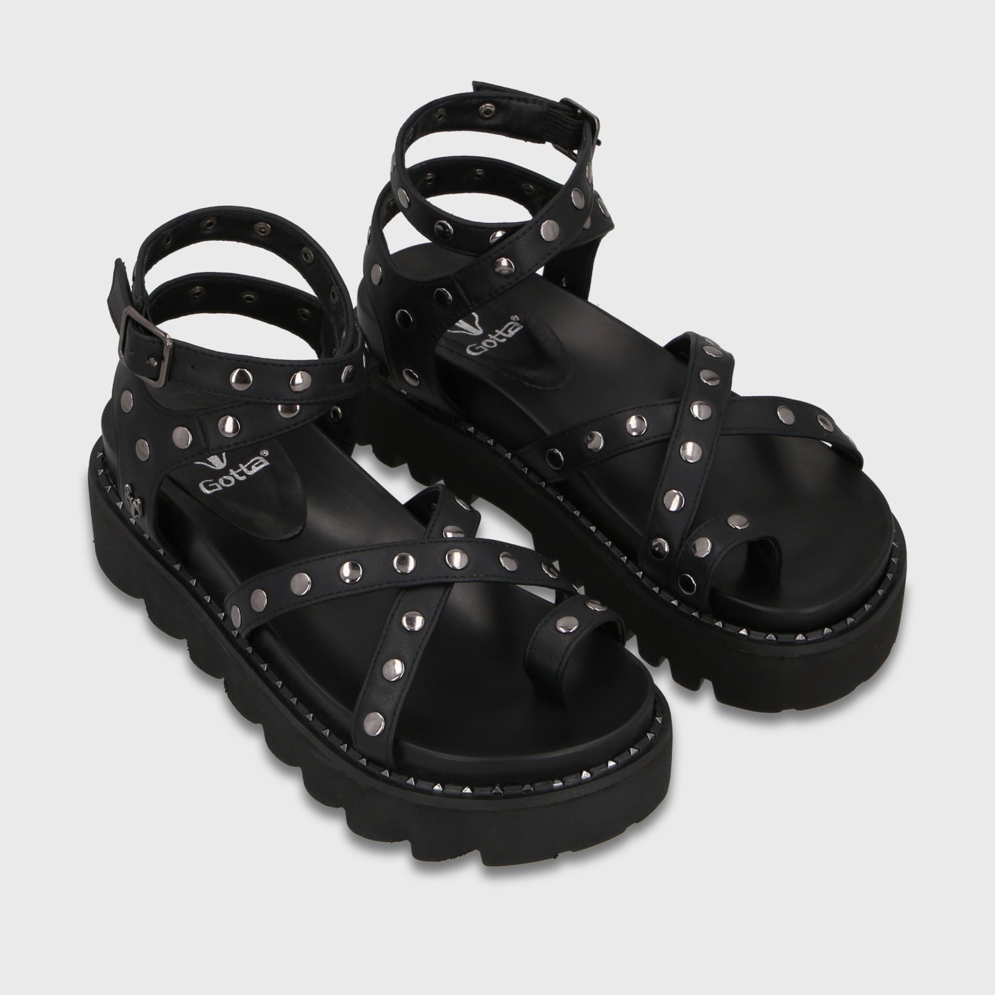 Sandalia Plataforma Negra Mujer 1573H