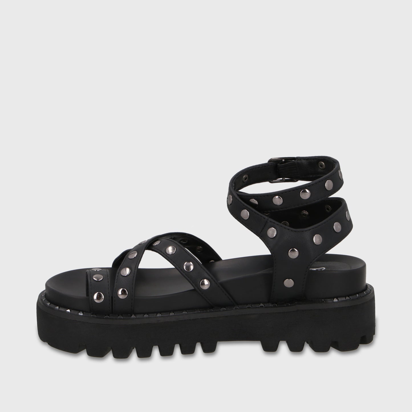 Sandalia Plataforma Negra Mujer 1573H