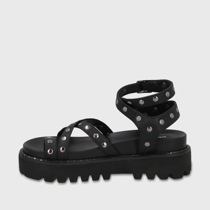 Sandalia Plataforma Negra Mujer 1573H